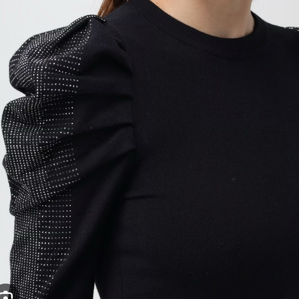 Black Top with Puff Sleeves